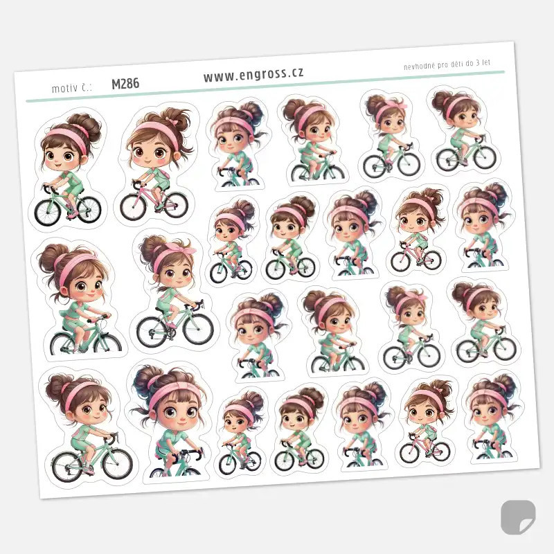 Motivační samolepky do diáře Holčičí cvičení - Cyklistika