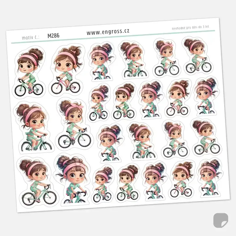 Motivační samolepky do diáře Holčičí cvičení - Cyklistika