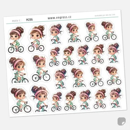 Motivační samolepky do diáře Holčičí cvičení - Cyklistika