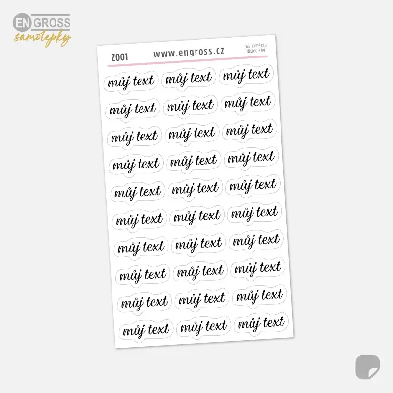 Textová samolepka na přání