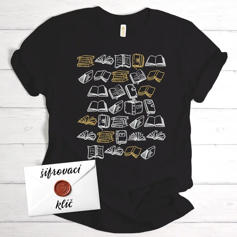 Černé tričko s tajným vzkazem – Knihomolská šifra.