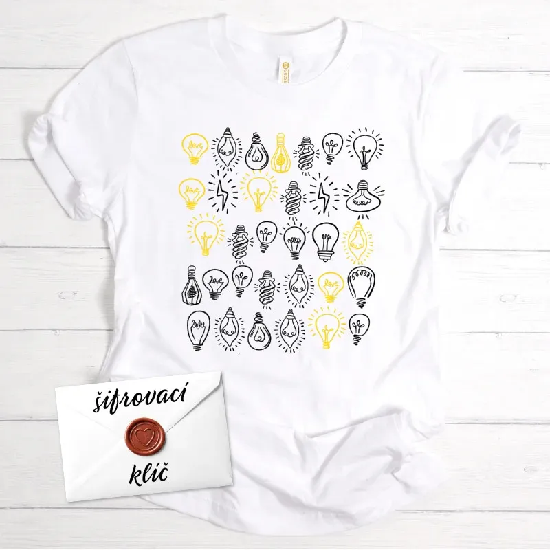 Tričko se šifrovaným vzkazem plným nápadů - bílé.