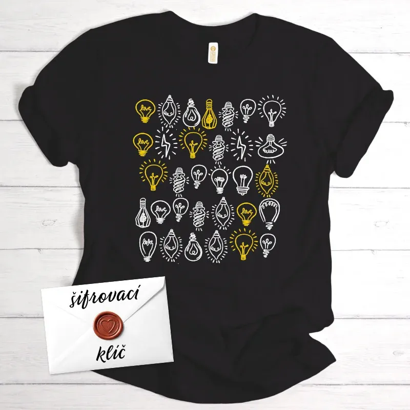 Tričko se šifrovaným vzkazem plným nápadů - černé.