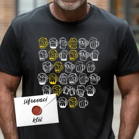 Dárkové tričko Pivo se zašifrovaným vzkazem na přání.