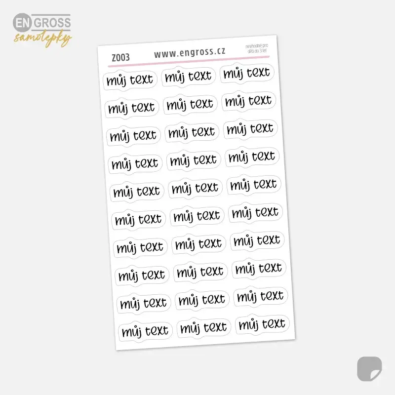 Plánovací samolepky s vlastním textem.