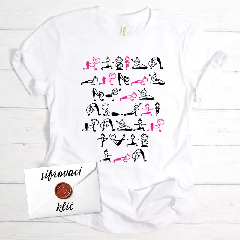 Tričko Jóga se zašifrovaným vzkazem jako dárek - barva bílá.