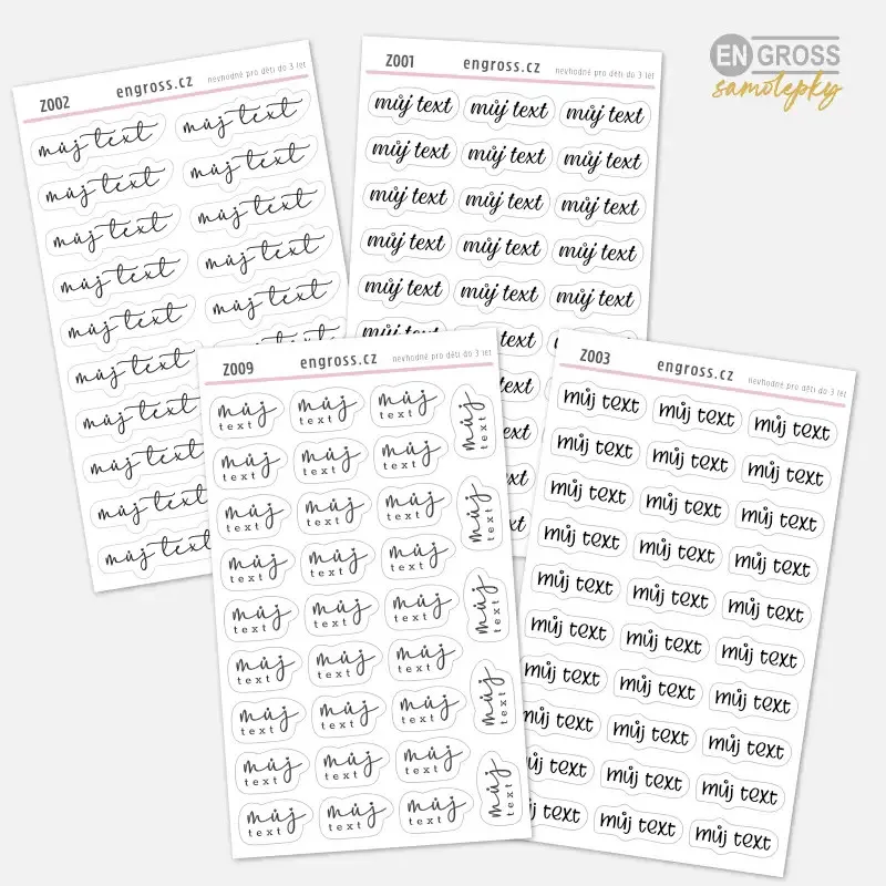 Textové samolepky na přání - 4 styly na výběr.