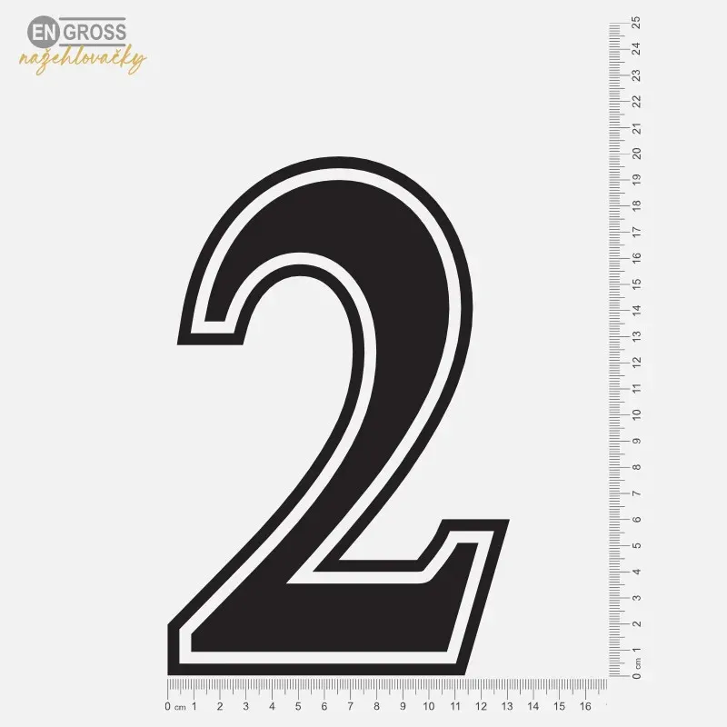 Nažehlovací číslo dva na dětský dres k domácímu nažehlení.