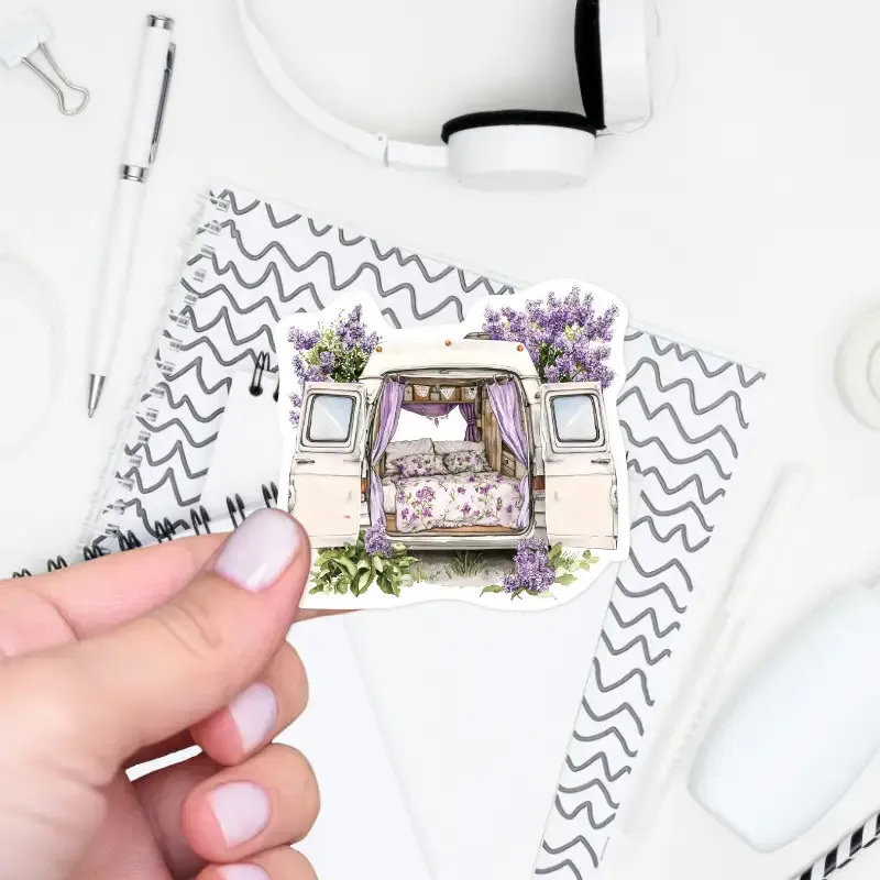 Diářová samolepka - romantická cesta karavanem