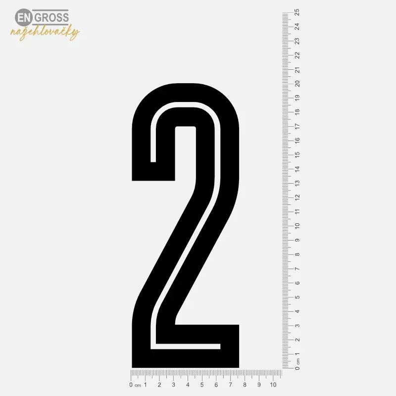 Nažehlovací číslice 2 na záda dětského sportovního dresu, snadné nažehlení žehličkou.