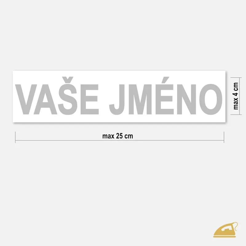 Nažehlovačka dětského jména nebo názvu sportovního klubu na záda dresu - výroba na přání.