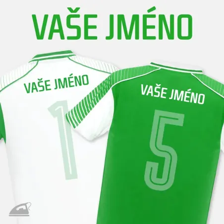 Nažehlovací potisk jména nebo názvu sportovního klubu na záda dresu - pro děti, výroba na přání.