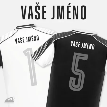 Nažehlovací potisk jména dítěte nebo názvu sportovního klubu na záda sportovního dresu - výroba na přání.