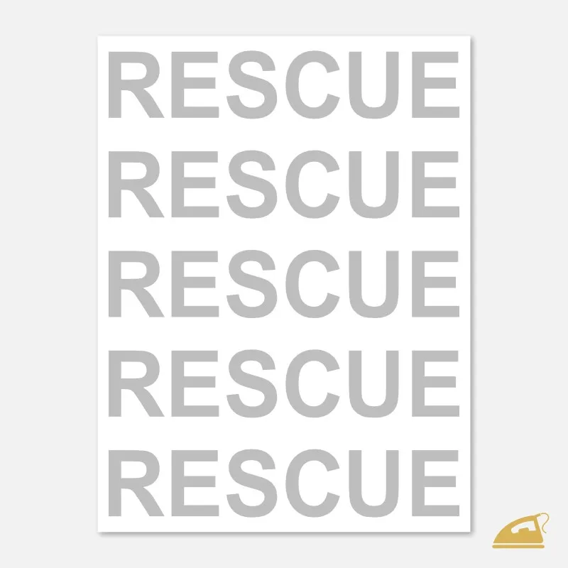 Mezinárodní reflexní nažehlovací potisk na přední díl oděvu - RESCUE.