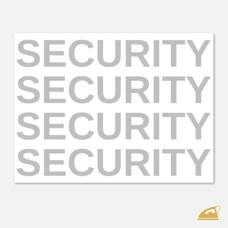 Reflexní nažehlovací nápis na pracovní oděvy SECURITY.