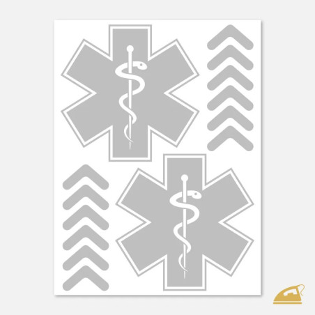 Reflexní nažehlovačky pro zdravotníky - Hvězda života 2 ks, šipky.
