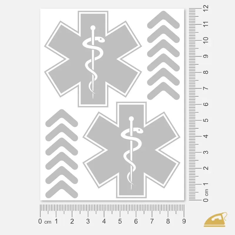 Reflexní nažehlovací potisk - Hvězdy života, šipky.