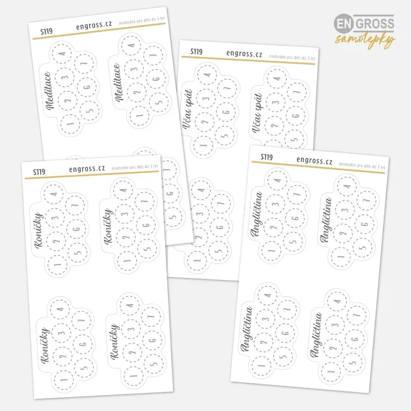 Samolepky pro plánování návyků - týdenní trackery.