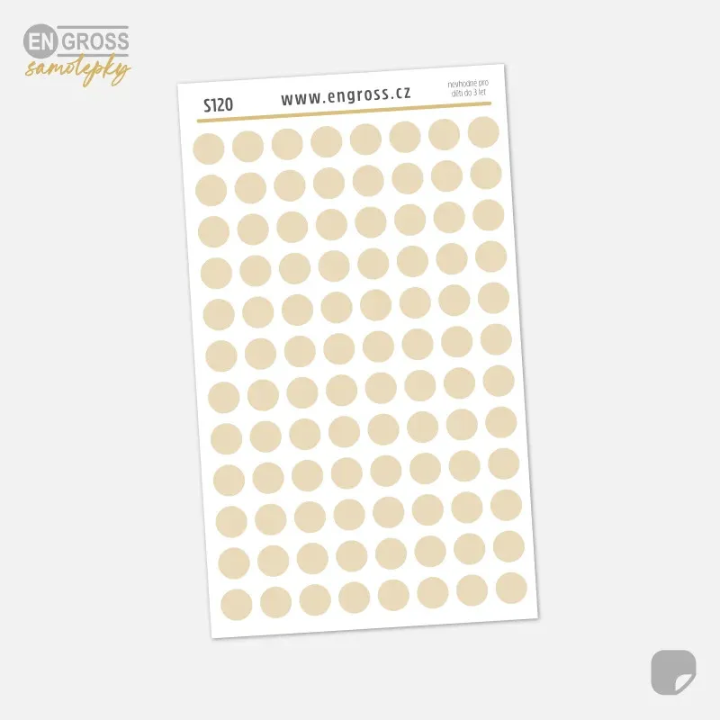 Samolepky do diáře, barevná kolečka 5 mm - béžová.