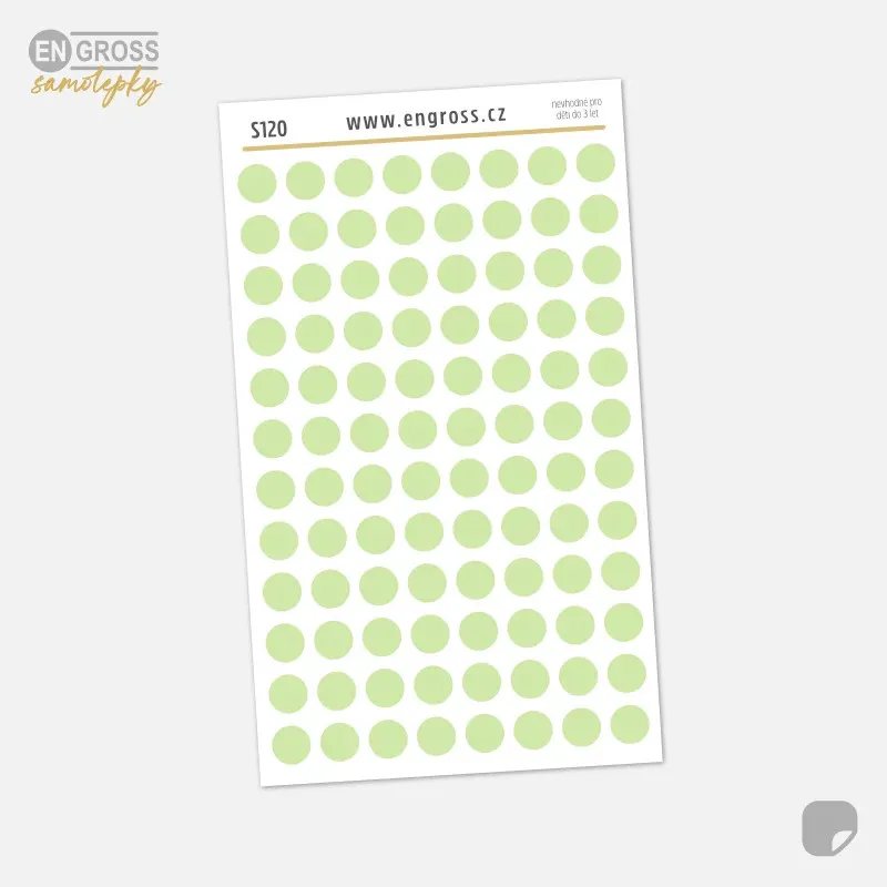 Samolepky do diáře, barevná kolečka 5 mm - pastelově zelená.