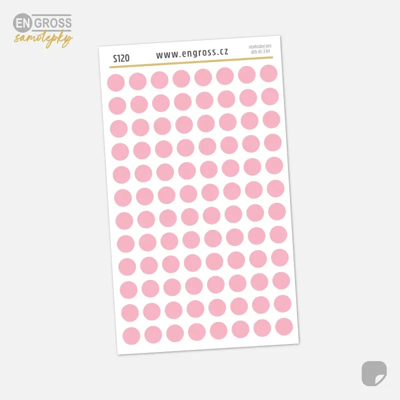 Samolepky do diáře, barevná kolečka 5 mm - korálová.