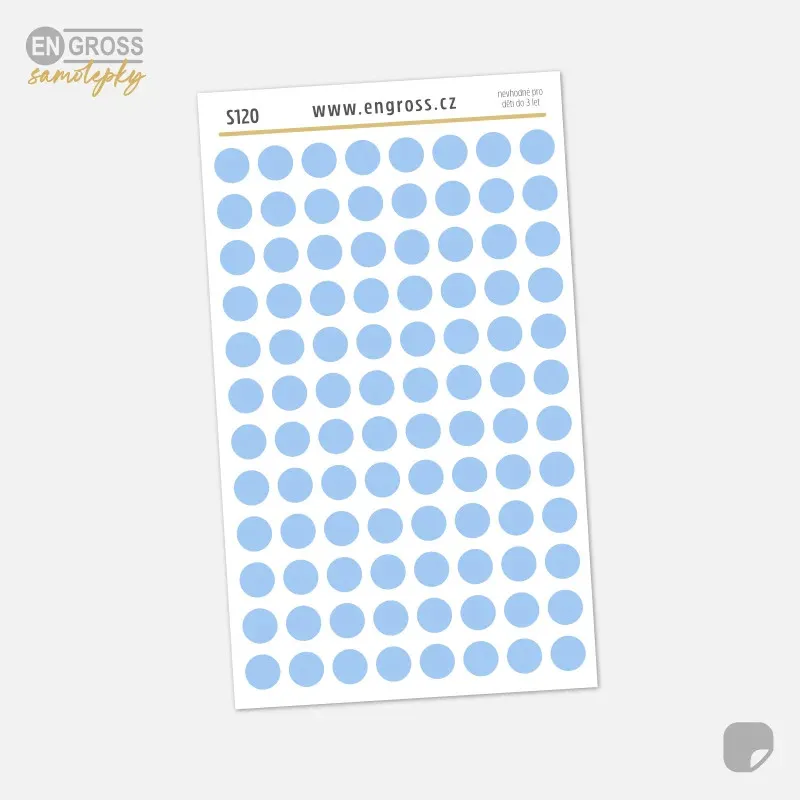 Samolepky do diáře, barevná kolečka 5 mm - nebesky modrá.