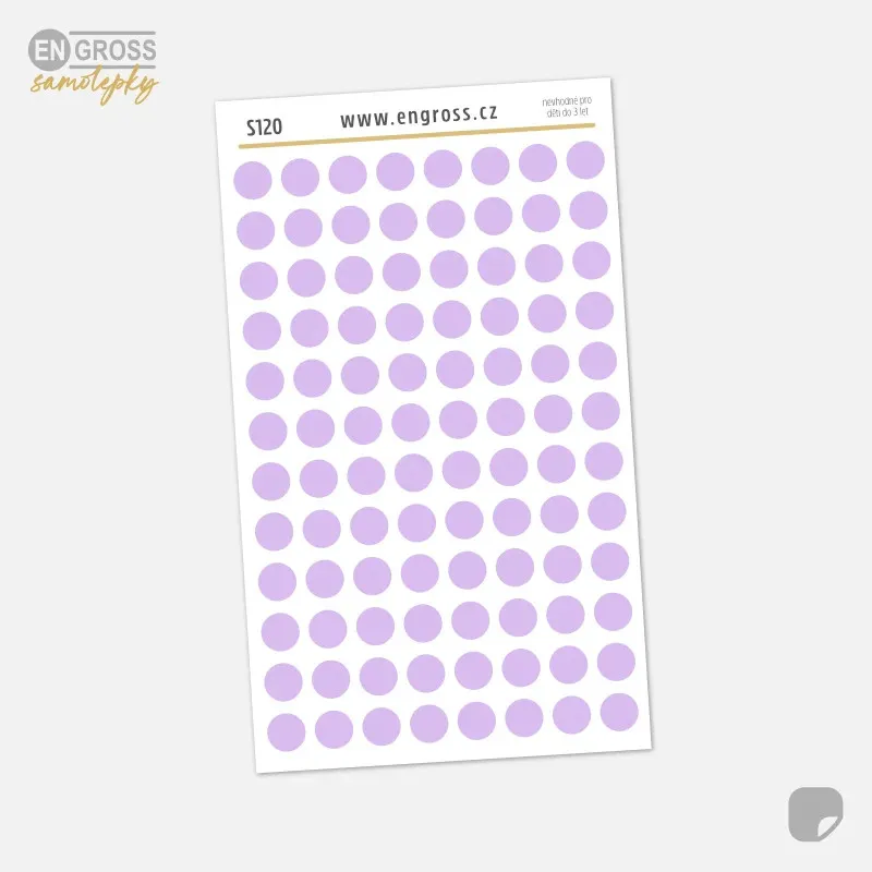 Samolepky do diáře, barevná kolečka 5 mm - levandulová.