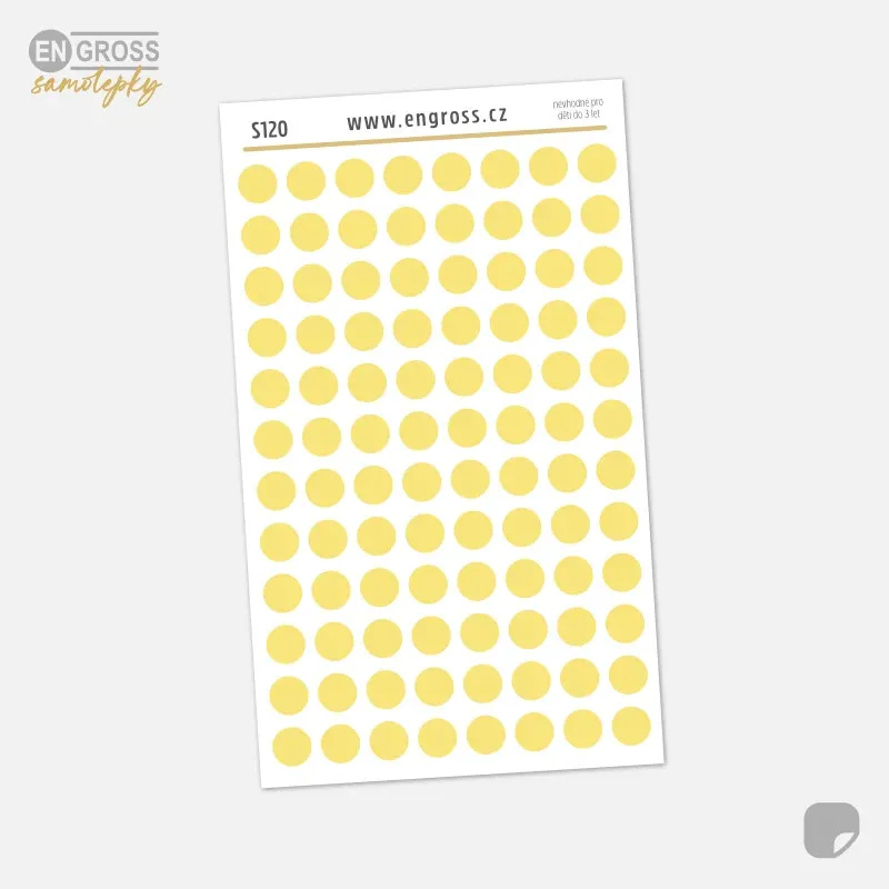 Samolepky do diáře, barevná kolečka 5 mm - žlutá.