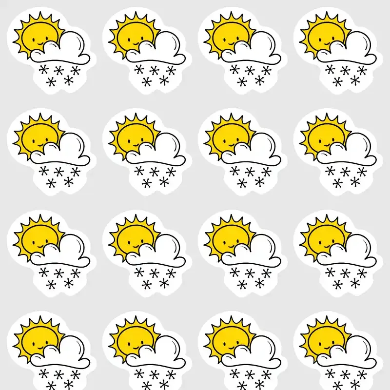 Mini samolepky počasí pro plánování v diáři - polojasno, sněhové přeháňky.