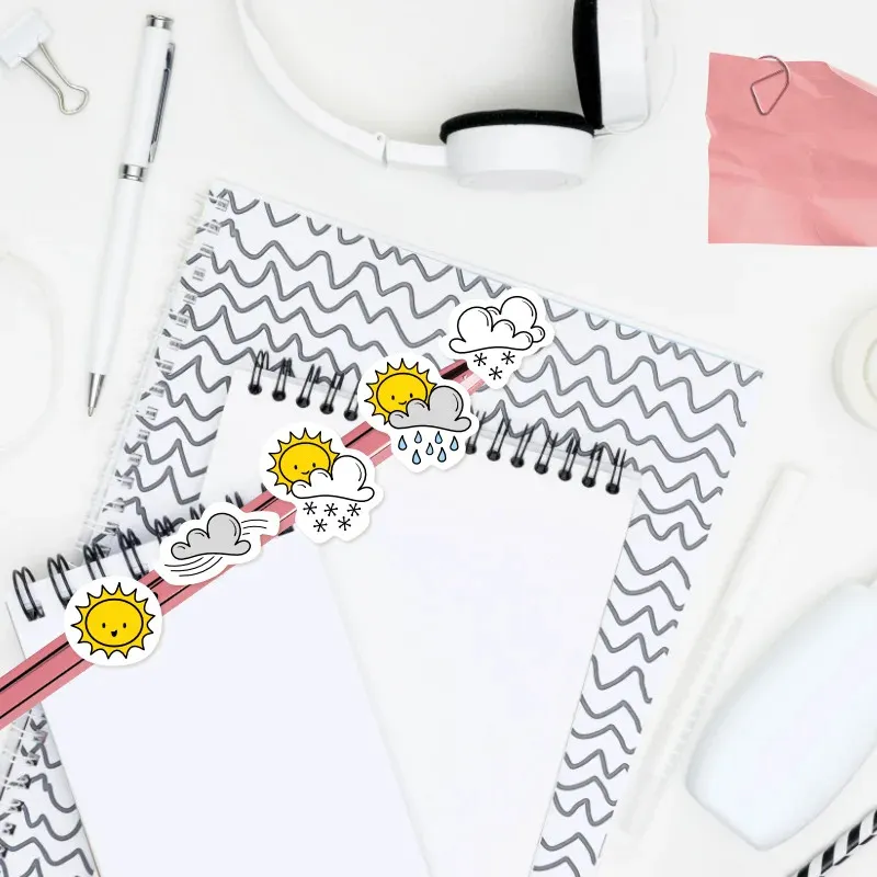 Malé samolepky do diáře počasí - ručně kreslené v doodle stylu.