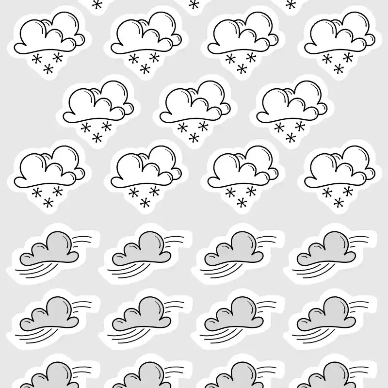 Malé nálepky pro plánování v diáři Počasí - vítr, sněžení.