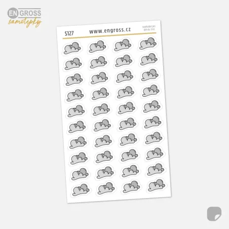 Malé doodle samolepky do diáře Počasí - oblačno, zataženo.