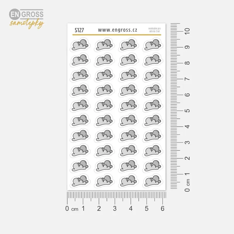 Malé nálepky pro plánování v diáři Počasí - oblačno, zataženo.