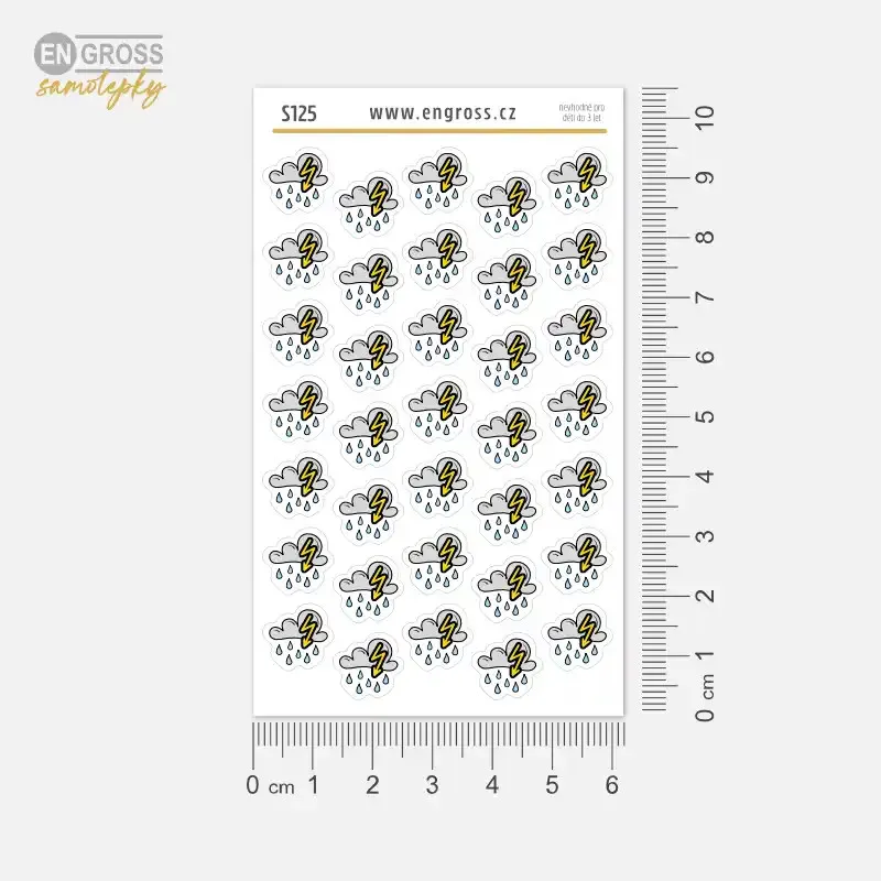 Počasí, bouřka, déšť - kreslené nálepky v doodle stylu.