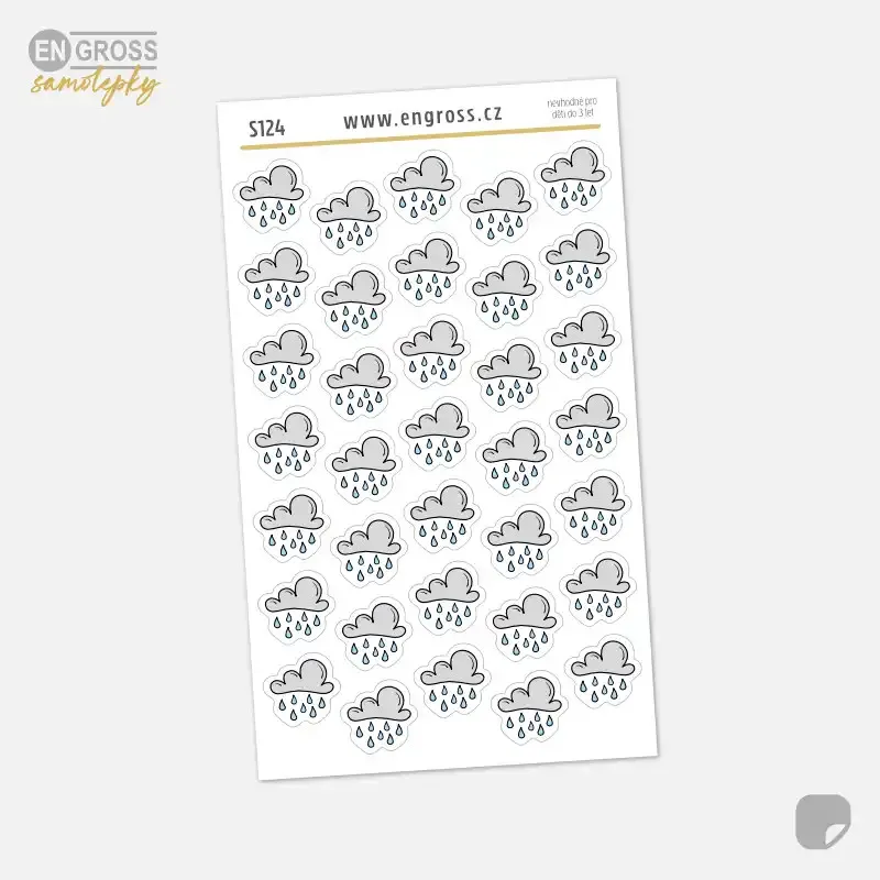 Malé samolepky pro zaznamenání počasí v diáři - Déšť.