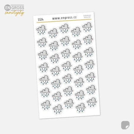 Malé samolepky pro zaznamenání počasí v diáři - Déšť.