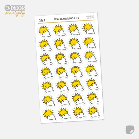 Samolepky do diáře Počasí - polojasno. Doodle styl, malý formát.