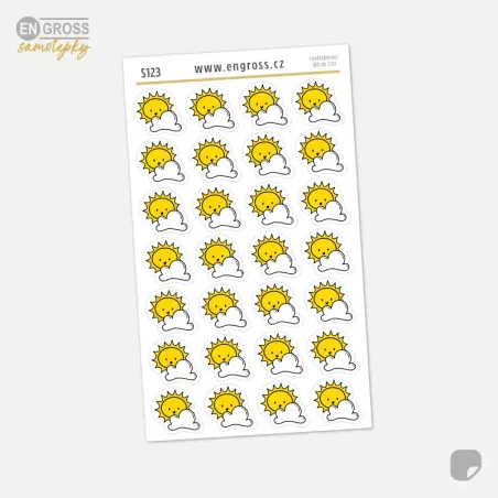 Samolepky do diáře Počasí - polojasno. Doodle styl, malý formát.