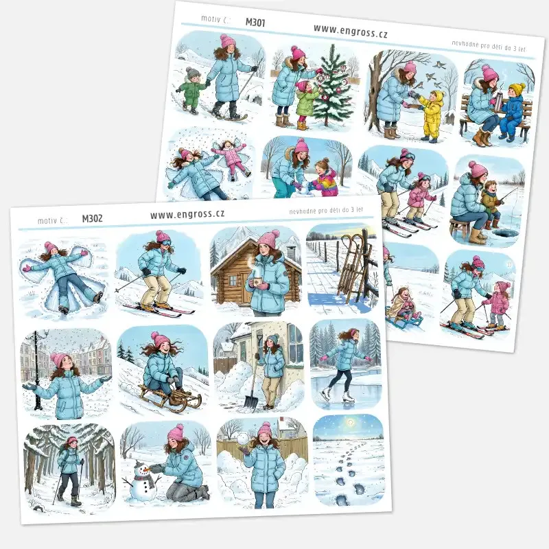 Kolekce samolepek do diáře - Zimní radovánky.