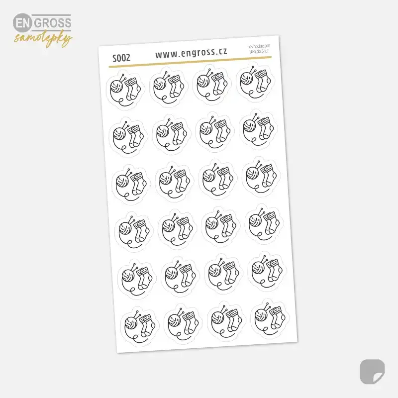 Pletení - aršík malých samolepek do diáře, ikonek.