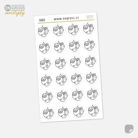 Pletení - aršík malých samolepek do diáře, ikonek.