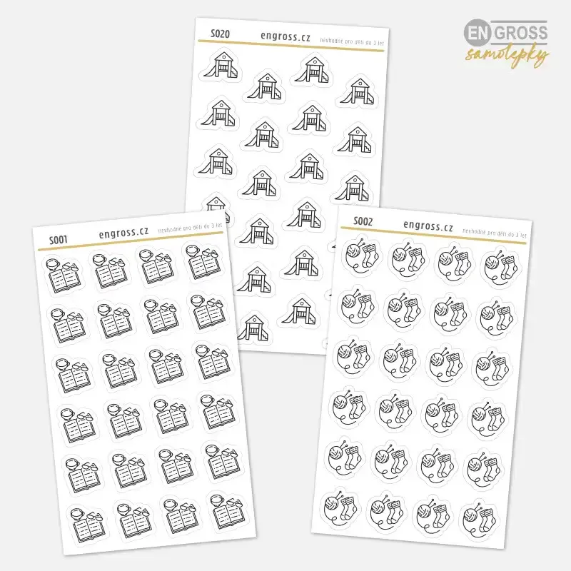 Malé samolepky pro plánování - ikonky denních činností.