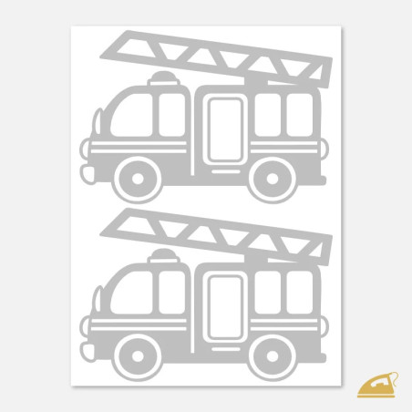 Hasičské auto 2 ks na archu - reflexní nažehlovačka na textil.