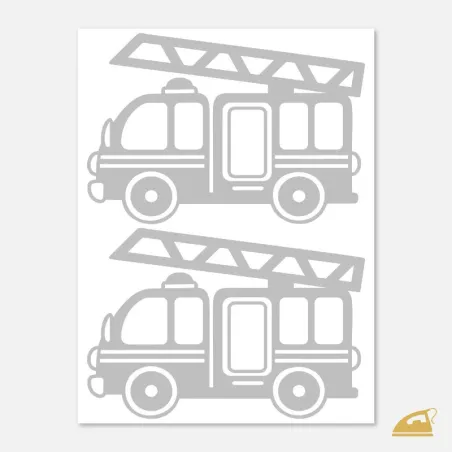 Hasičské auto 2 ks na archu - reflexní nažehlovačka na textil.