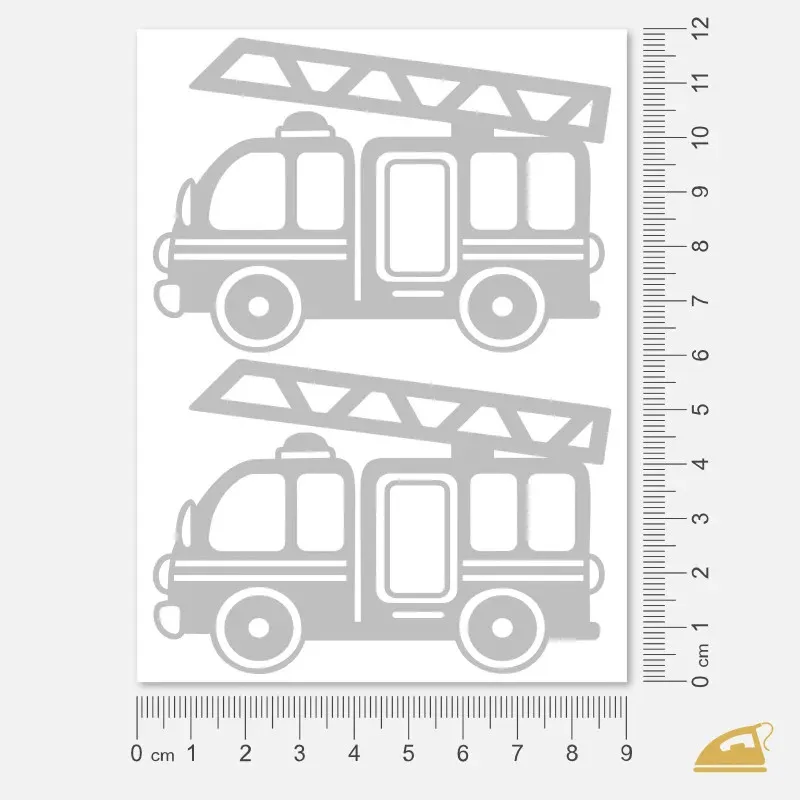 Reflexní nažehlovačka na textil - hasičské auto 2 ks na archu.