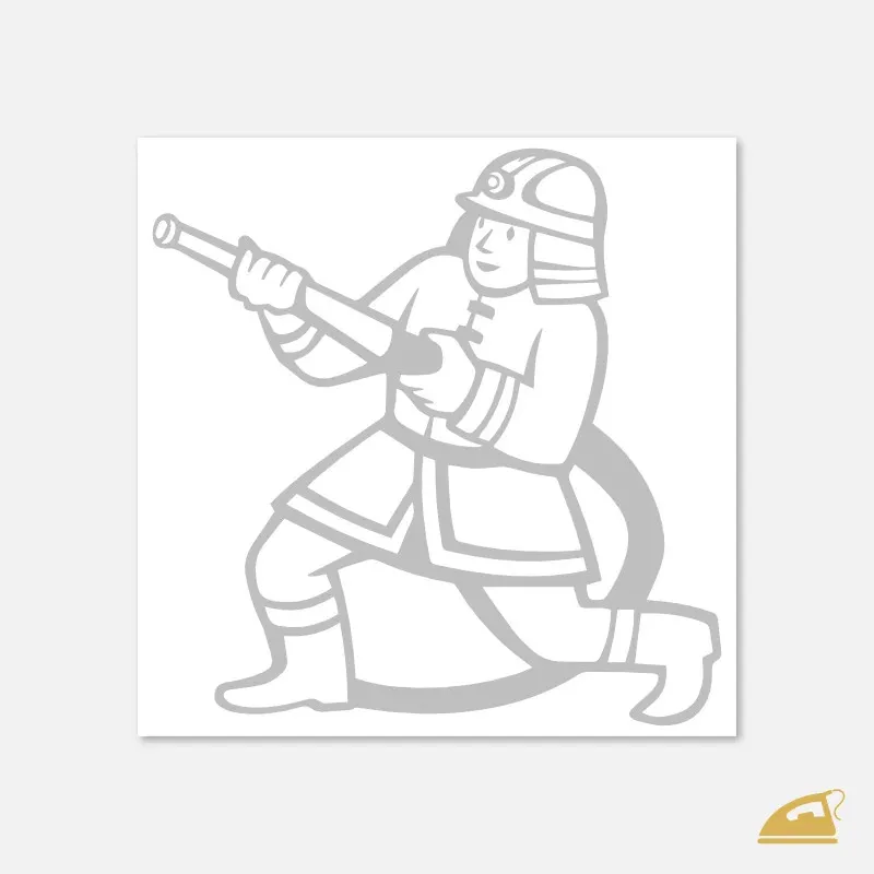 Postava hasiče jako reflexní nažehlovačka k nažehlení žehličkou.