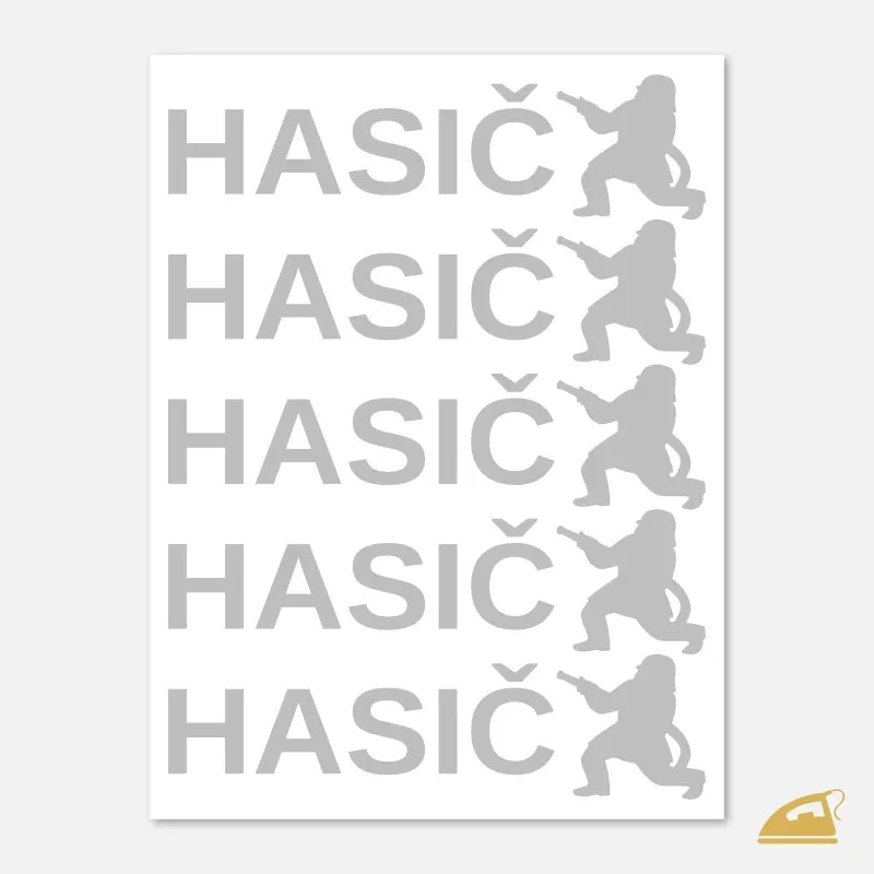 Nápis HASIČ se siluetou hasiče 5 ks - reflexní nažehlovačka.