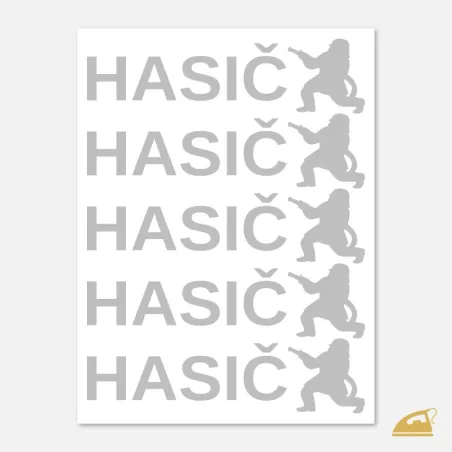 Nápis HASIČ se siluetou hasiče 5 ks - reflexní nažehlovačka.