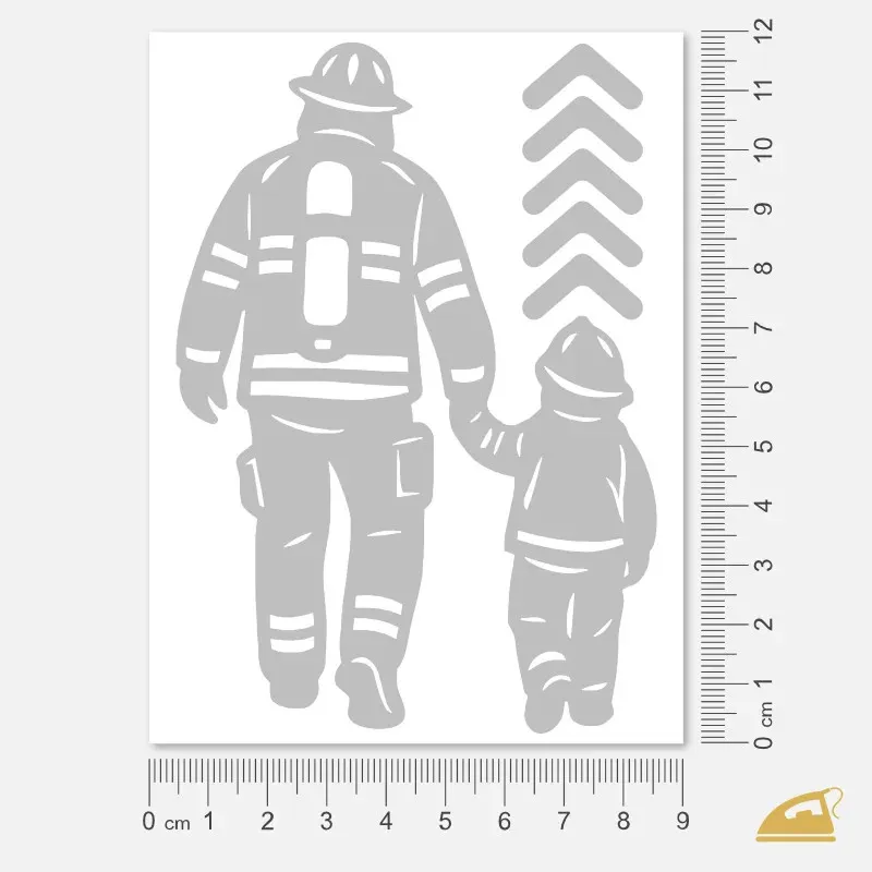 Reflexní nažehlovací potisk - Hasič táta a syn.