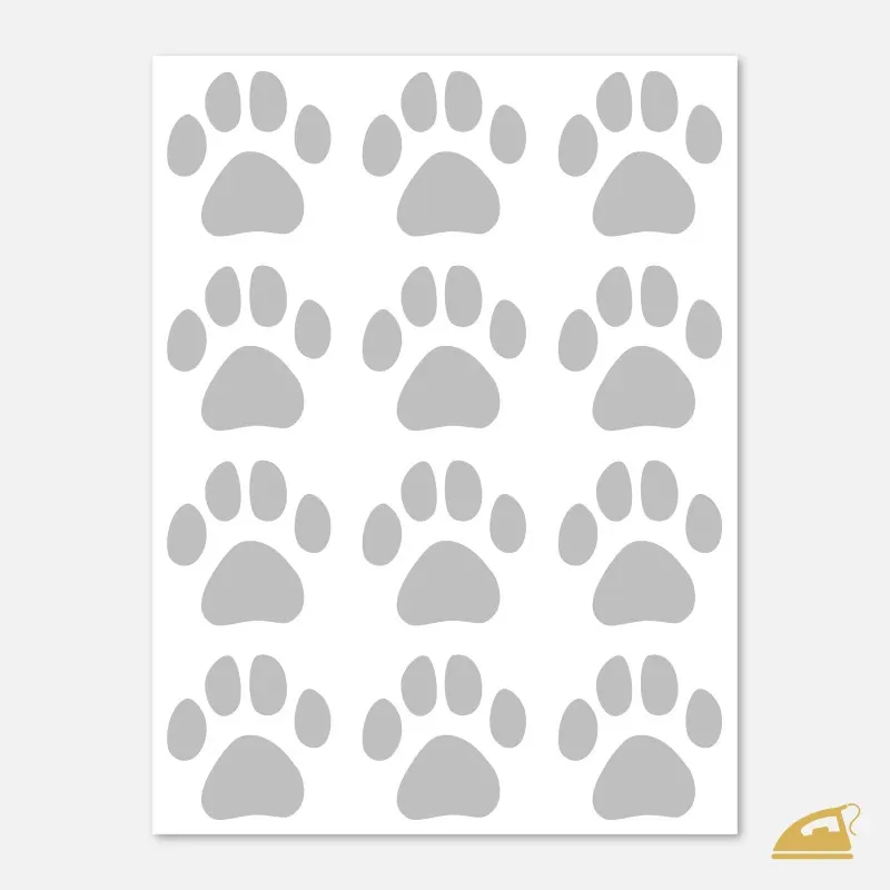 Reflexní nažehlovací obrázky na textil - psí stopy.